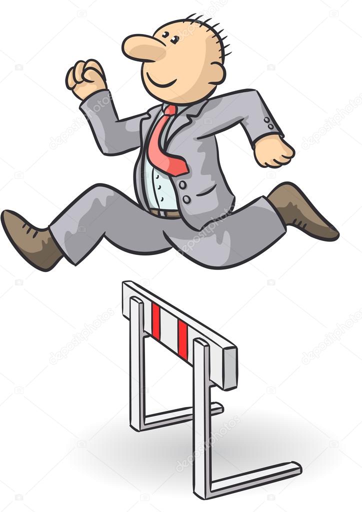 Person jumps an obstacle