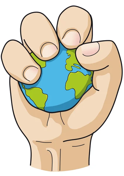 Hand grepen de wereld — Stockvector