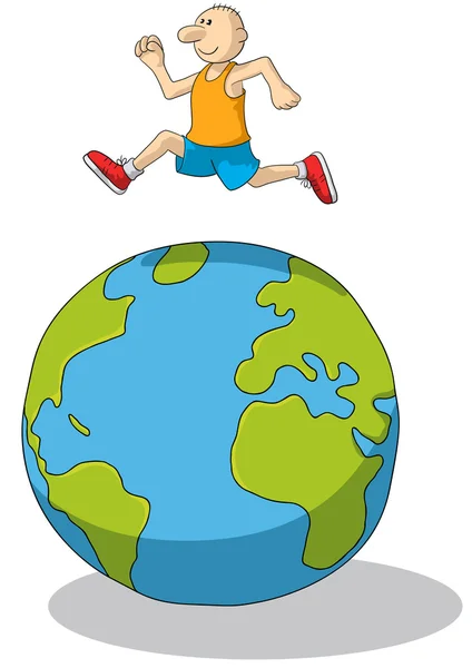 Correr alrededor del mundo — Vector de stock