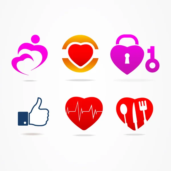 Iconos del corazón como botones para el sitio web — Vector de stock