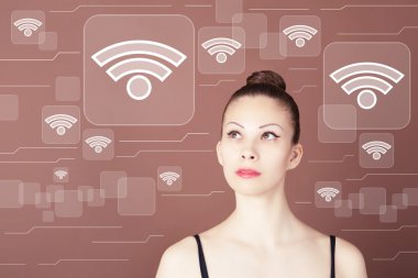 İş düğmesini Wifi bağlantı sinyal işareti