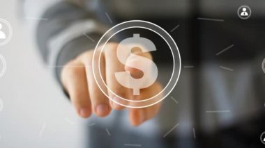 İşadamı iterek sanal düğmesi