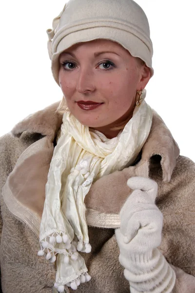 Женщина в зимнем мехе — стоковое фото