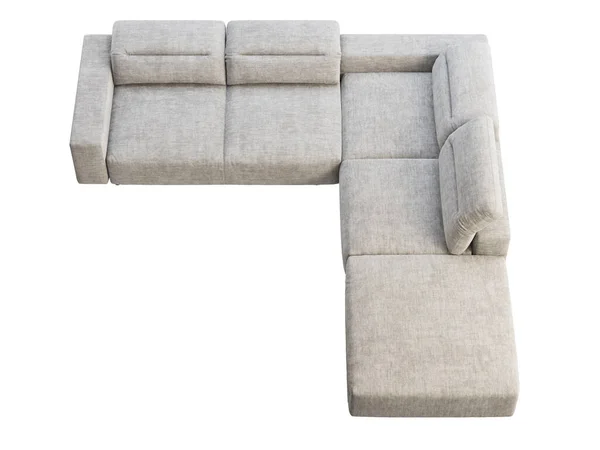 Nowoczesna Jasnoszara Sofa Regulowanym Oparciem Tekstylny Narożnik Tapicerki Modułowa Sofa — Zdjęcie stockowe