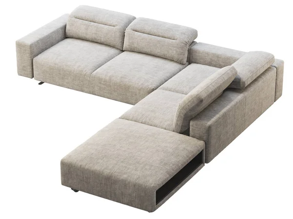 Modernes Hellgraues Stoffsofa Mit Verstellbarer Rückenlehne Textilpolsterecke Modulares Sofa Mit — Stockfoto