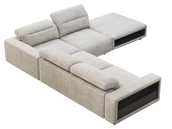 Modernes Hellgraues Stoffsofa Mit Verstellbarer Rückenlehne Textilpolsterecke Modulares Sofa Mit — Stockfoto