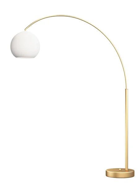 Nowoczesna Mosiężna Metalowa Lampa Podłogowa Białą Szklaną Żarówką Białym Tle — Zdjęcie stockowe