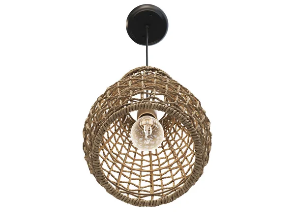 Beyaz arka planda doğal bitkisel gölgesi olan modern kolye lambası. Yüzyılın ortalarında, çatı katı, Chalet, İskandinav iç mimarisi. 3d hazırlayıcı