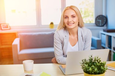 Dizüstü bilgisayarda çalışan girişimci