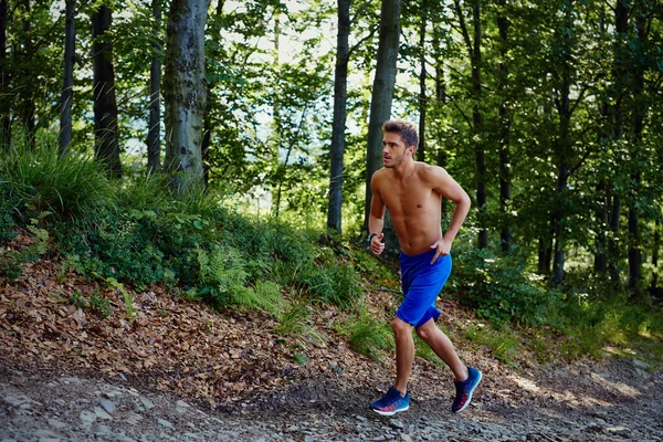 Homme pendant la séance d'entraînement de course d'essai — Photo