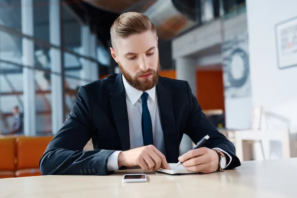 Drukke hipster zakenman — Stockfoto