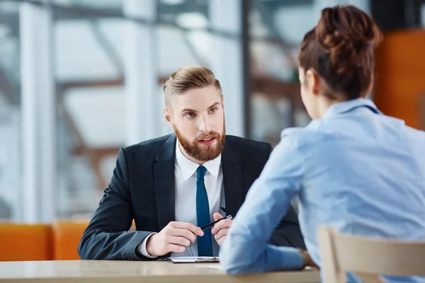 Young woman at job interview — Stock Photo, Image