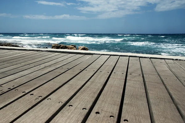 Jetty planks on the beach — Stock Photo, Image