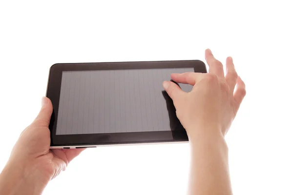 Hands holding tablet — Stock Photo, Image