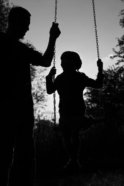 Girl on swing boat — Stock Photo, Image