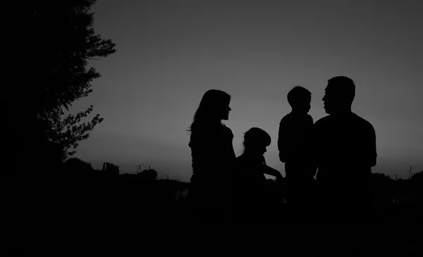 Mutlu aile Silhouettes — Stok fotoğraf
