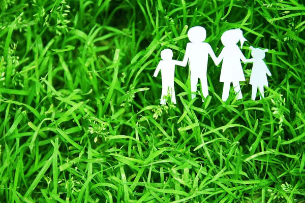 Paper family on  grass — Stock Photo, Image