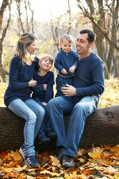 Happy family portrait walking together — Stock Photo, Image
