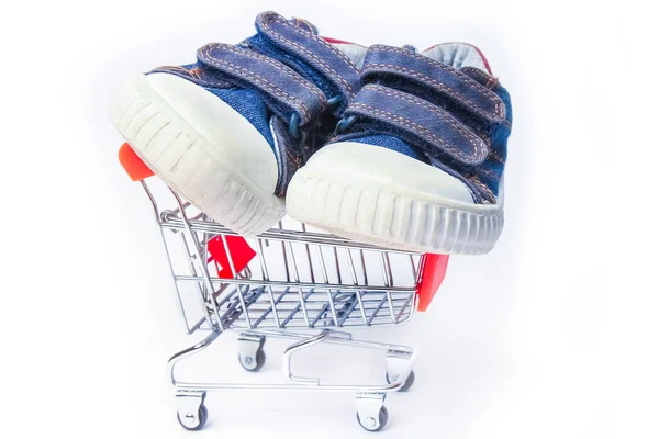 Stylish Ply Basket Store Shoes White Background — Stock Photo, Image