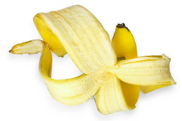 Bela Pele Uma Banana Fundo Branco — Fotografia de Stock