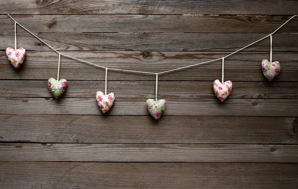 Cuori Sfondo Legno Felice San Valentino Innamorato — Foto Stock