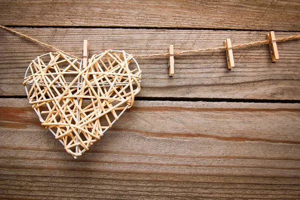 Feliz Día San Valentín Amor Clavijas Ropa — Foto de Stock