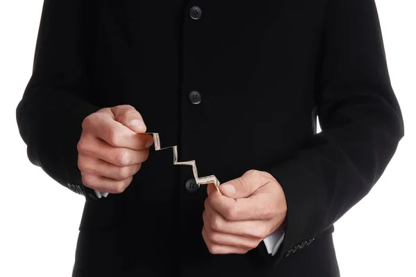 Homem Negócios Segurando Dinheiro Fundo Branco — Fotografia de Stock