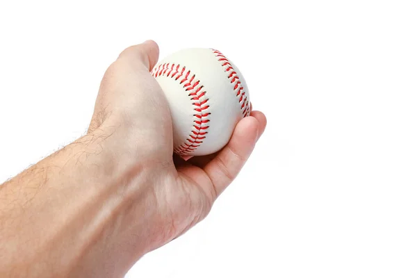 Vacker Händerna Baseball Vit Bakgrund Myach — Stockfoto