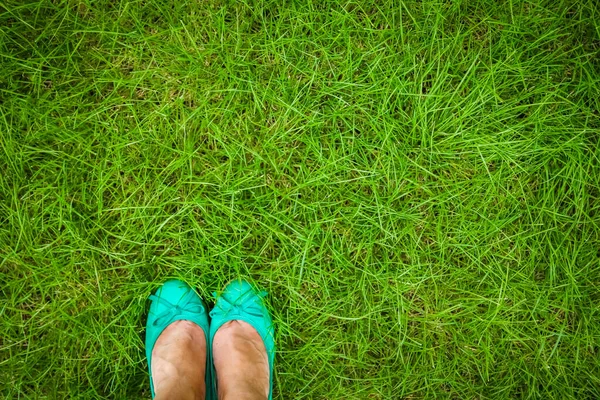 Beautiful Legs Grass Summer Park — Stock Photo, Image