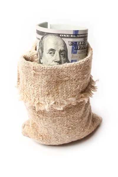 Business Dollar Geld Einer Tasche Auf Weißem Hintergrund — Stockfoto