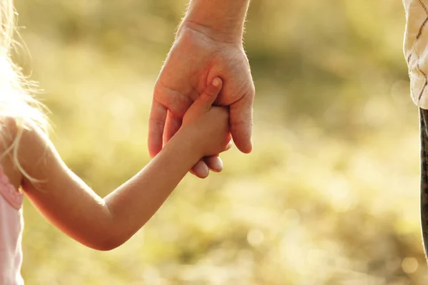 Mains Parent Enfant Extérieur Dans Parc — Photo