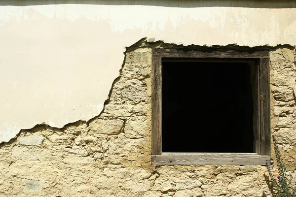 Hintergrund Altes Holzfenster Und Mauer — Stockfoto