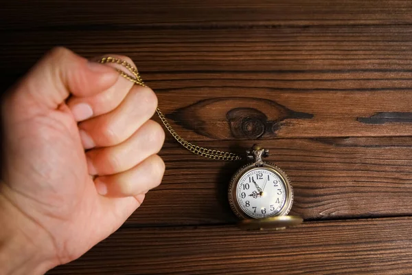 pocket watch in the hands of a man