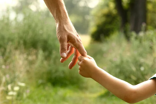 Handen Van Ouder Kind Natuur — Stockfoto