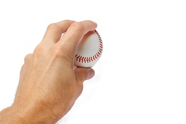 Beautiful Hands Baseball White Background Myach — Stock Photo, Image