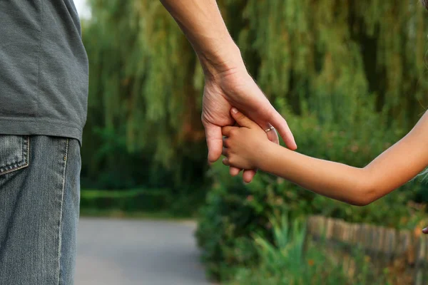 Parent Holding Child Hand Happy Background — Stock Photo, Image