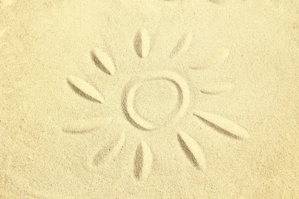 Desenho Sobre Sol Areia Ondas Verão — Fotografia de Stock