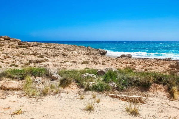 Belle Plage Avec Des Vagues Dans Nature Fond — Photo