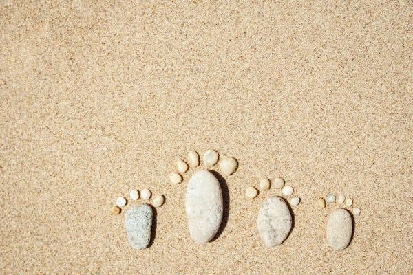 Mooie Voetafdrukken Het Zand Zee Natuur Achtergrond — Stockfoto