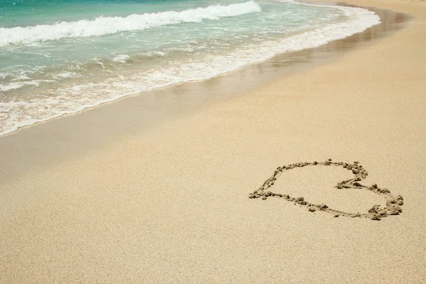 Hart Getrokken Het Zand Het Strand — Stockfoto