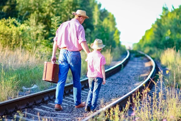 Pai Filho Cowboys Conceito Felicidade Juntos — Fotografia de Stock