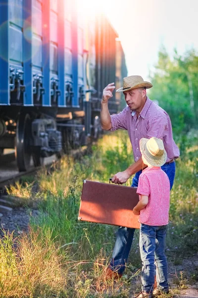 Father Son Cowboys Concept Happiness Together — Stock Photo, Image