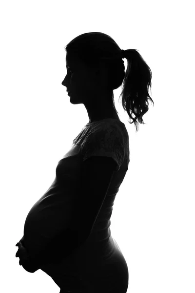 Silhouet van een zwangere vrouw — Stockfoto