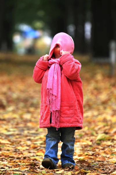 Bambina nel parco autunnale — Foto Stock