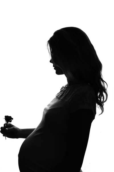 Donna incinta silhouette — Foto Stock