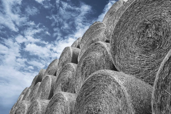 Höstackar över sommarhimmel — Stockfoto