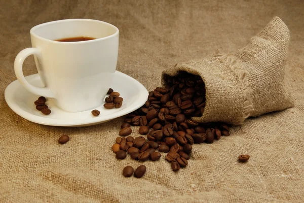 Coffee beans in bag — Stock Photo, Image