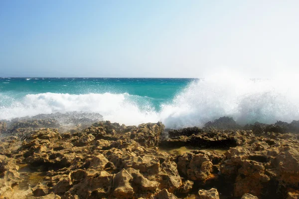 Havslandskap med stenar — Stockfoto