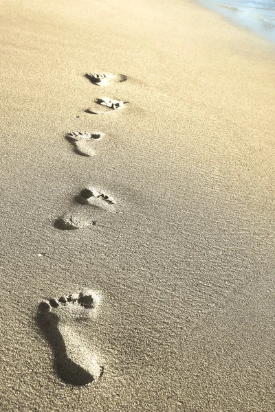 Lidské stopy v písku — Stock fotografie