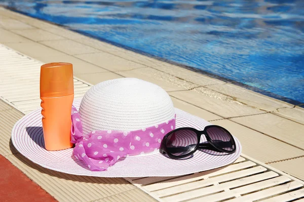 summer accessories around the pool